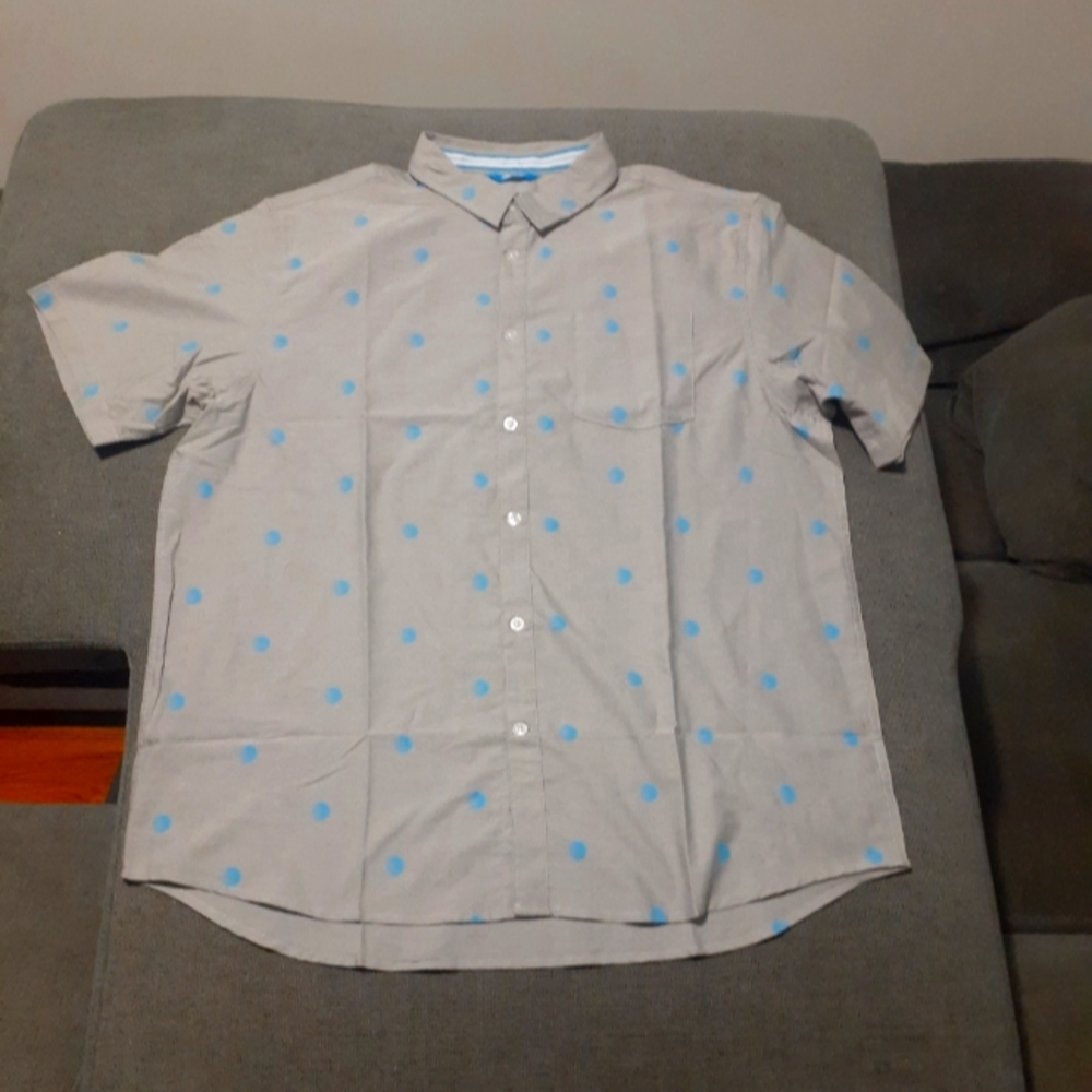 AT&T Logo Mens Size XL Blue Short Sleeve Button Front Shirt Workwear